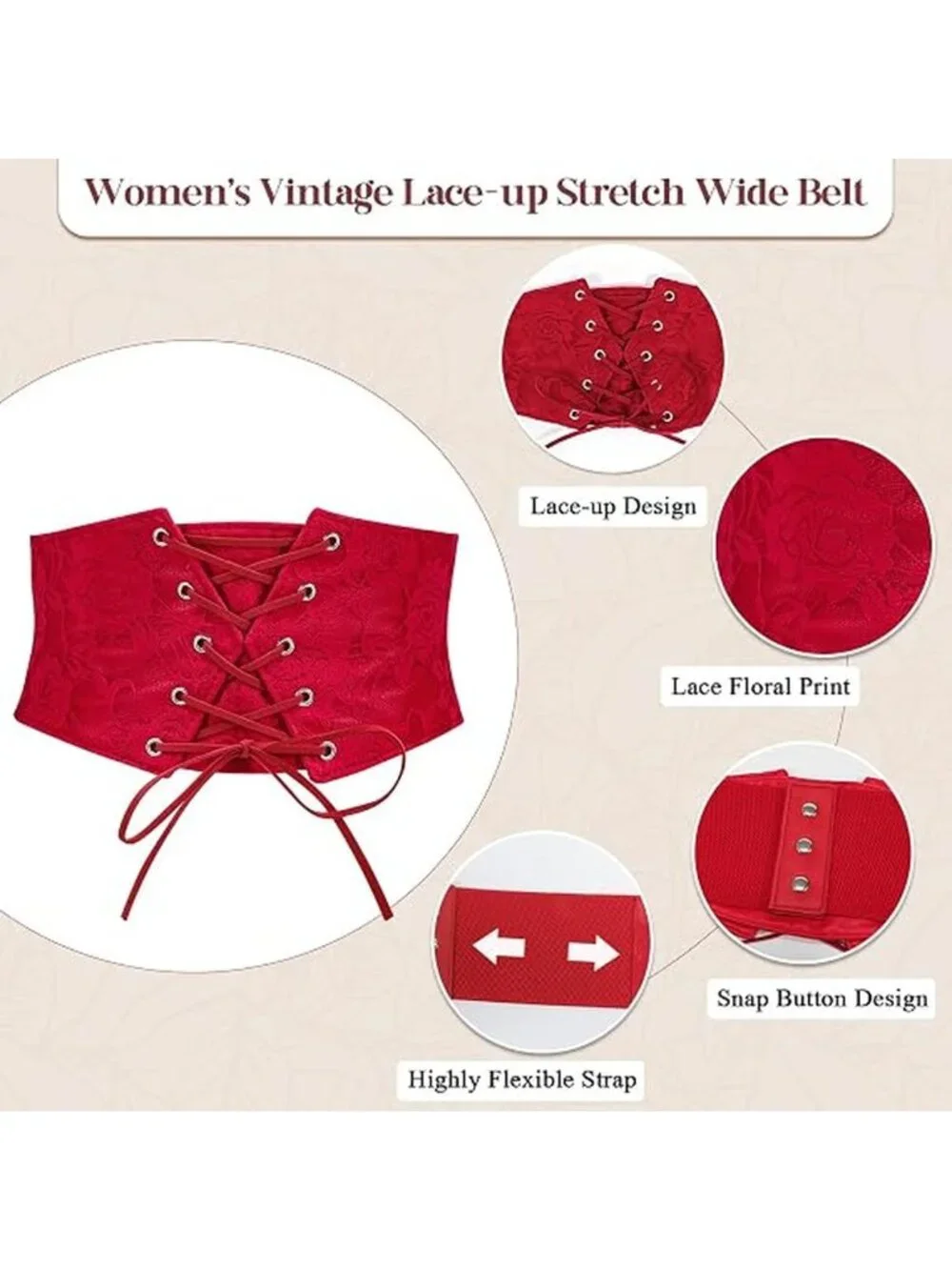 Women Waist Belt Corset Lace Up Tied Elastic Wide Belt for Dresses Halloween
